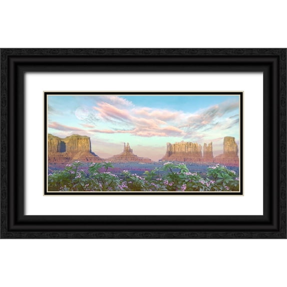 Hunziker, Steve 32x18 Black Ornate Wood Framed with Double Matting Museum Art Print Titled - Desert Moon
