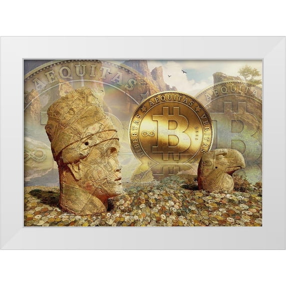 Hunziker, Steve 32x24 White Modern Wood Framed Museum Art Print Titled - Bitcoin New Age III