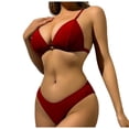 thumbnail image 1 of Huowey 2025 New Women Split Swimsuit Bikini Solid Color Swimsuit Tropical Swim Wear Honeymoon Cruise Trendy Wear, 1 of 9