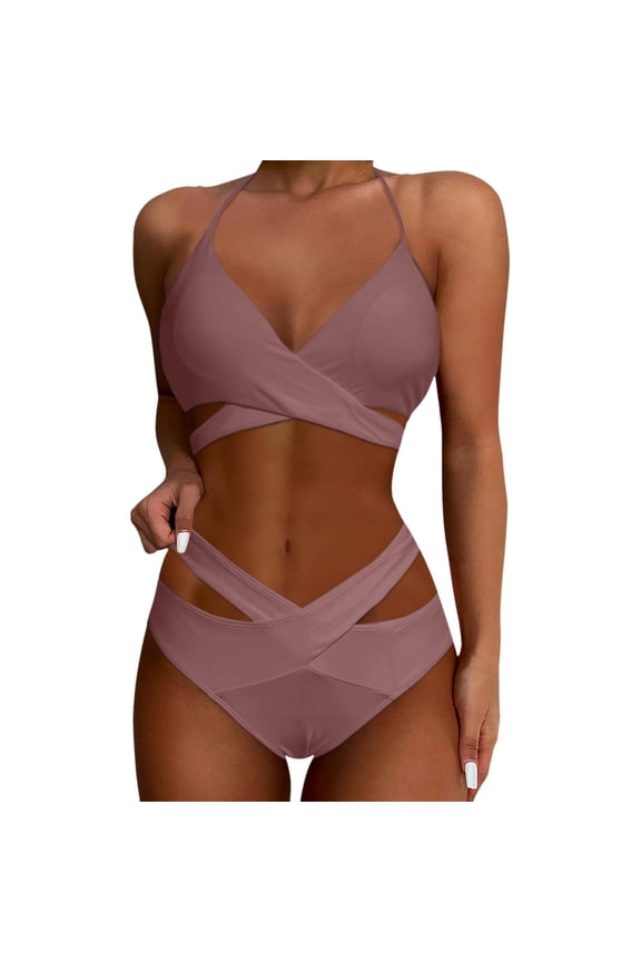 2PCS Bikini Sets For Women High Waisted Bikini Push Up Swimsuit Wrap Bohemian Bathing Suit Honeymoon Cruise Trendy Wear