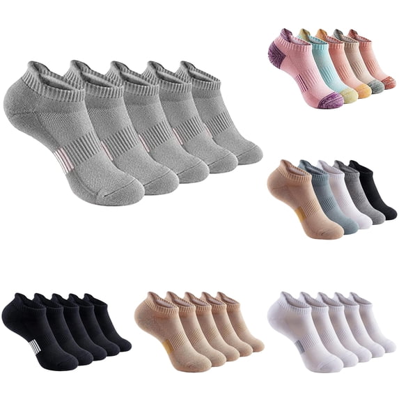 Huowey 5 Pairs Ankle Socks For Women Low Cut Thick Athletic Sports Casual Socks Outdoor Hiking Breathable Stretchy Soft Daily Wear Socks,Grey