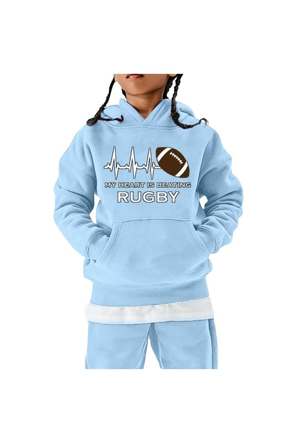 American Football Fans Sports Gift Teen Sweatshirt Vintage Rugby Player Sports Kids Boys Girls Rugby Pullover Hoodie