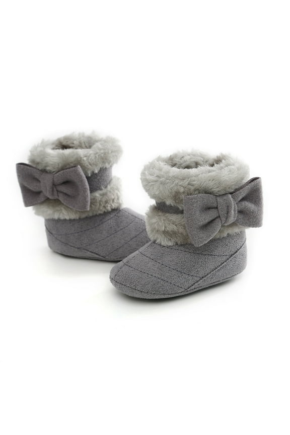 Baby Boy Girl Boots Shoes Winter Snow Bowknot Soft Sole Warm Prewalker Booties Soft Footwear, 0-3 Months