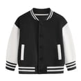 thumbnail image 1 of Huowey Baby Boy Girl Coat Autumn Winter Thickened Baseball Jacket Boys Girls Varsity Sports Track Coat Striped Sweatshirts,Black,18-24 Months, 1 of 5