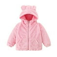 thumbnail image 1 of Huowey Baby Boy Girl Coat Cute Hoodie Long Sleeve Jacket Zip Up Wool Fuzzy Winter Warm Sweatshirt Coat With Pocket Outfits,Pink,12-18 Months, 1 of 1