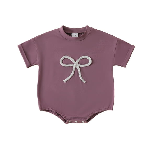 Huowey Baby Boys Girls Short Sleeve Bowknot Embroider Pullover Onesie Romper Sweatshirt Bodysuits Stylish Dailywear, 0-3 Months