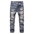 thumbnail image 1 of Huowey Baby Boys Fit Ripped Distressed Fashion Kids Denim Jeans Pants Birthday Dailywear, 8-10 Years, 1 of 3