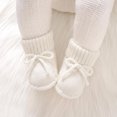 thumbnail image 1 of Huowey Baby First Walking Shoes Boy Girl Knit Cute Bow Tie Shoes Soft Sole Floor Sneakers Fall Winter Warmth Lovely Footwear,White,3-6 Months, 1 of 4