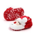 thumbnail image 1 of Huowey Baby First Walking Shoes Girl Boy Christmas Cute Santa Claus Fuzzy Shoes Soft Sole Floor Sneakers Fall Winter Warmth Soft Footwear,Red,0-6 Months, 1 of 8