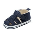 thumbnail image 1 of Huowey Baby Girl Infant Sneakers Solid Color Cute Hook And Loop Strap Canvas Shoes Soft Sole Anti- Slip Breathable Lightweight Walking Footwear Fashionable Spring Summer Sandals,Dark Blue,3-6 Months, 1 of 5