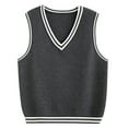 thumbnail image 1 of Huowey Baby Girls Boys Sweater V Neck Knit Sweaters Vest Sleeveless Soft Uniform Winter Warm Classic Waistcoat For Unisex Top Clothes,Dark Gray,14-15 Years, 1 of 4