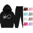 thumbnail image 1 of Huowey Baby Girls Clothes Fall Outfits Long Sleeve Hoodie Sweatshirt And Pants 2 PC Set Elastic Waist Loose Fit Letter Graphic Winter School Outdoor Casual Daily Wear Soft Outfit,Black,2-3 Years, 1 of 4