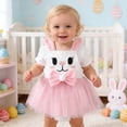 thumbnail image 1 of Huowey Baby Girls Easter Dress Cute Cartoon Rabbit Graphic Bows Short Sleeve Crewneck High Waist Ruffles Tiered Tutu Dresses Romper Bodysuits Spring Summer Stylish Clothes,White,6-12 Months, 1 of 9