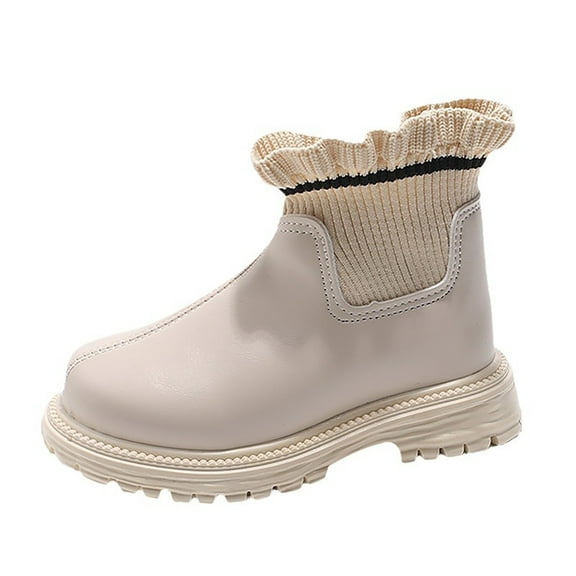 Huowey Baby Girls Shoes Solid Color Short Boots Shoes Fashion Non- Breathable Girl Boots Soft Footwear, 4-4.5 Years