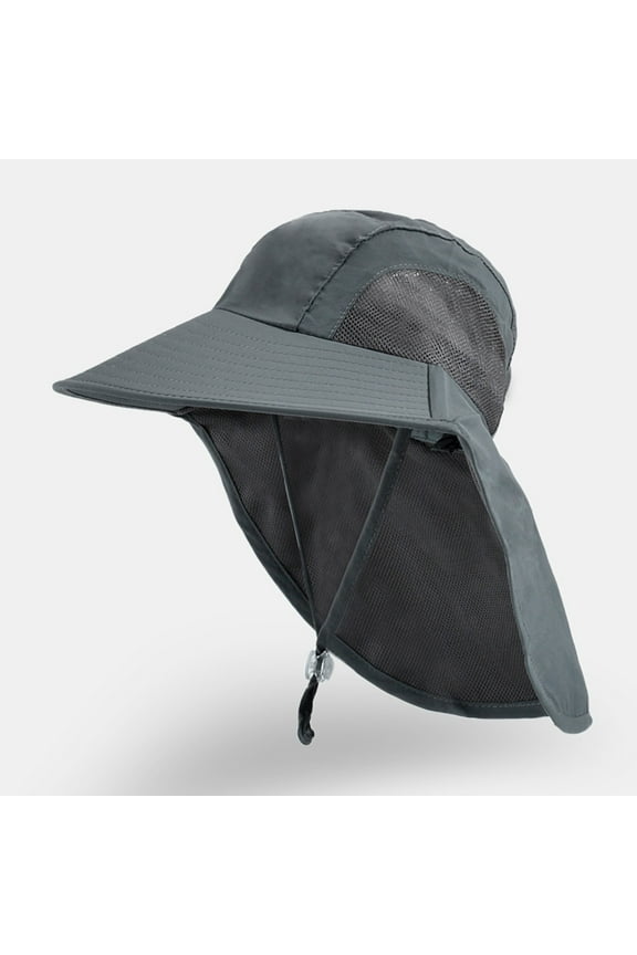 Baby Girls Sun Hats Kids Sun Protection Upf50+ Bucket Hat Toddler Summer Beach Play Hats With Neck Flap Cap,Grey,One Size