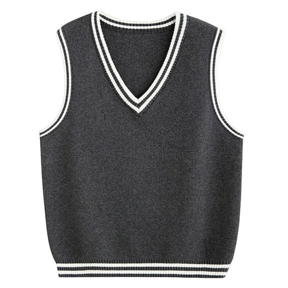 Huowey Baby Girls Sweaters V Neck Knit Sweaters Vest Sleeveless Soft Uniform Winter Warm Classic Waistcoat For Unisex Sweatshirts,Dark Gray,10-11 Years