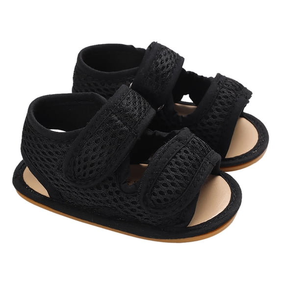 Huowey Baby Infant Kids Girls Shoes Summer Breathable Mesh Open Toe Cozy Hook And Loop Adjustable Strap Sandals Soft Rubber Sole Comfortable Walking Shoes Lightweight Footwear,Black,6-12 Months