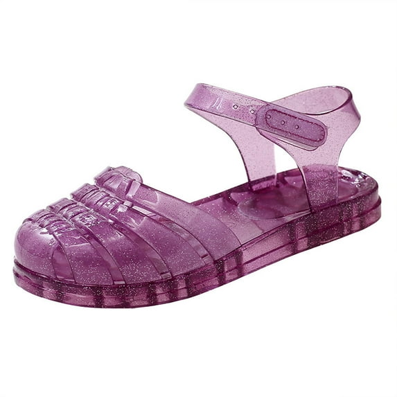 Huowey Baby Kids Girl Jelly Sandals Girls Closed Toe Summer Dress Shoes Beach Flat Sandals Stylish Footwear, 9-9.5 Years