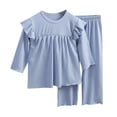thumbnail image 1 of Huowey Baby Kids Girls Soft Comfy Long Sleeve Solid Color Sleepwear Spring Summer Pajamas 2Pcs Set Birthday Pjs, 2-3 Years, 1 of 5