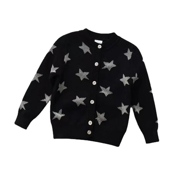 Huowey Baby Kids Toddler Girls Boys Autumn Winter Knit Sweater Star Print Long Sleeve Coat Cardigan Jackets Tops Stylish Dailywear, 4-5 Years