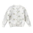 thumbnail image 1 of Huowey Baby Kids Toddler Girls Boys Autumn Winter Knit Sweater Star Print Long Sleeve Coat Cardigan Jackets Tops Versatile Dailywear, 3-4 Years, 1 of 7