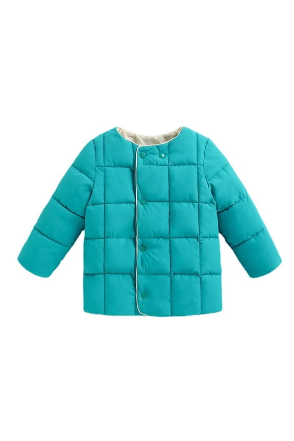 Baby Kids Toddler Girls Boys Winter Warm Thick Solid Color Cotton Long Sleeve Padded Clothes Coat Jacket Soft Dailywear, 6-7 Years