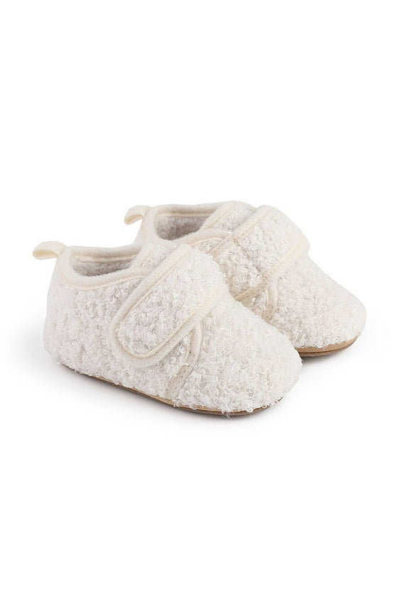 Baby Shoes High Top Cozy Thicked Winter Warm Sneaker For Infant Baby Soft Sole Anti-Slip First Walking Leisure Shoes,White,0-6M