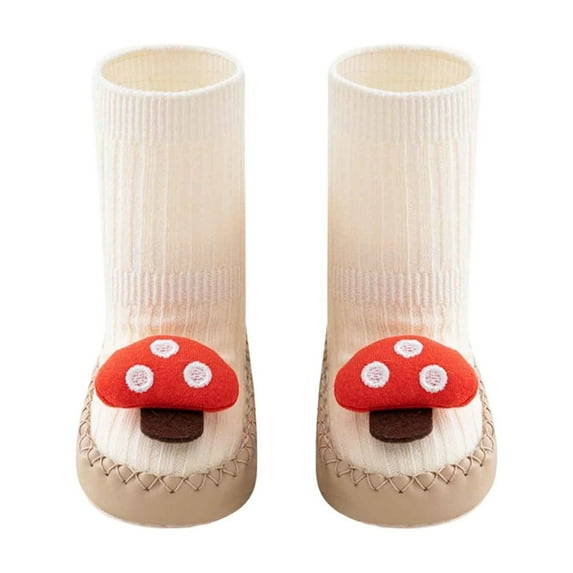 Huowey Baby Shoes Lightweight Cozy Soft Sole Socks Cute Cartoon Graphic Breathable Shoes Baby Non- First Walking Sneaker,Beige,0-6M