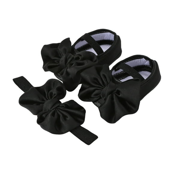 Huowey Baby Shoes with Hair Band Fashion Soft Soled Toddler Shoes Versatile Dress Flower Shoes Toddler Shoes