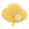 thumbnail image 1 of Huowey Baby Sun Hats Flower Summer Straw Hat Wide Brim Floppy Beach Sun Visor Outdoor Adjustable For Children Cap,Yellow,One Size, 1 of 3