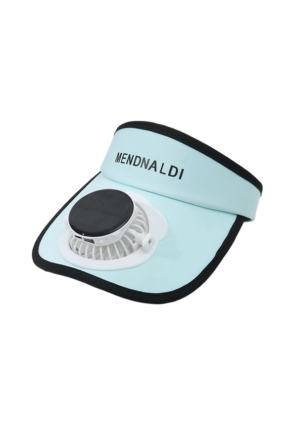 Baby Sun Hats Kids Visor Hat With Usb Charging Fan Cute Cartoon Design Wide Brim Empty Top Lightweight Bucket Hats,Light Blue,One Size