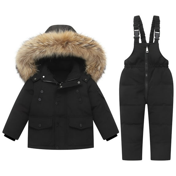 Huowey Baby Toddler Boys Girls Kids Hooded Down Jacket Coat And Ski Bib Pants Snowsuit Winter Warm Outfits Sets Soft Dailywear, 4-5 Years