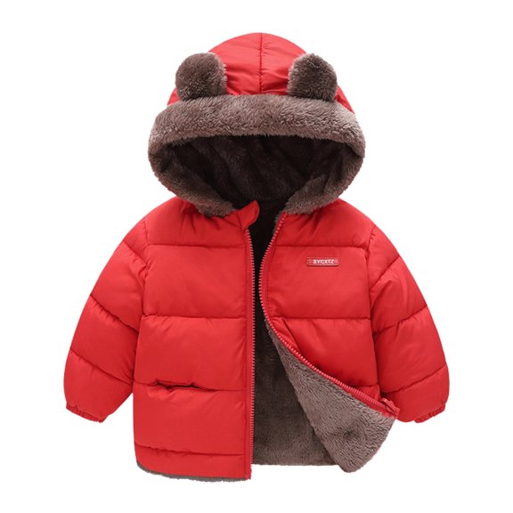 Huowey Baby Toddler Boys Girls Winter Coat Bear Hooded With Pocket Jacket Two Sided Wear Thicken Windproof Zipper Warm Outwear Versatile Dailywear, 2-3 Years