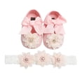 thumbnail image 1 of Huowey Baby Toddler Girls Prewalker Bowknot Flower Princess Shoes+Headband Set Birthday Footwear, 11, 1 of 5