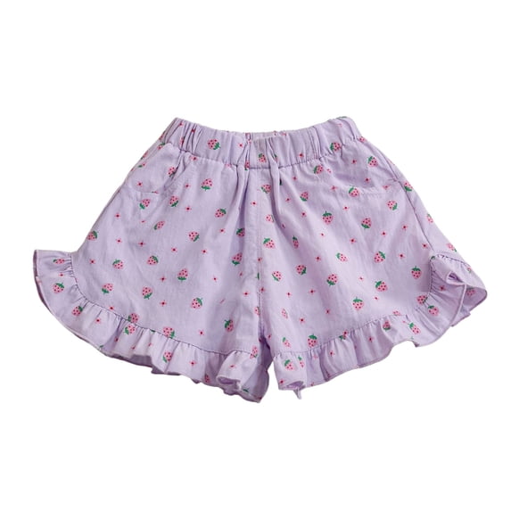 Huowey Baby Toddler Girls Summer Shorts Fashion Ruffled Floral Print Elastic Waist Soft Breathable A-Line Wide Leg Playwear Casual Lightweight Short Pants Bottoms Dailywear,Purple,18-24 Months