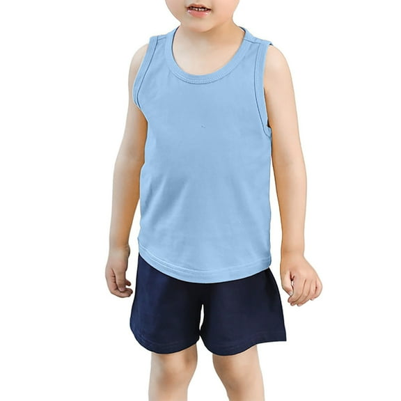 Huowey Baby Toddler Kids Boys Girls Solid Color Tank T-Shirts Tops T Shirts Undershirts Summer Sleeveless Vest Versatile Dailywear, 6-7 Years