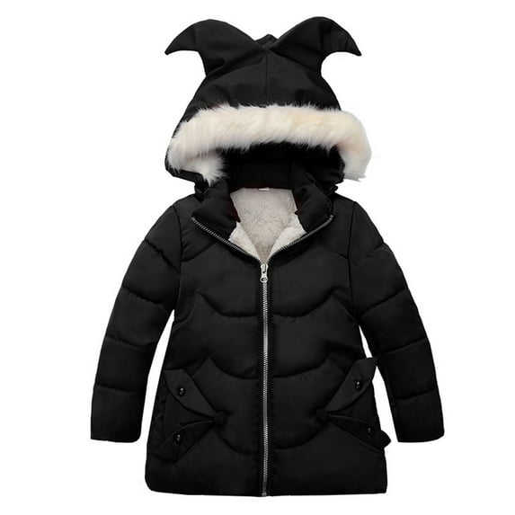 Huowey Baby Toddler Kids Girls Warm Winter Snowsuit Jacket Outerwear Clothes Zipper Thick Removable Hooded Snow Wear Coat Outwear Versatile Dailywear, 1-2 Years