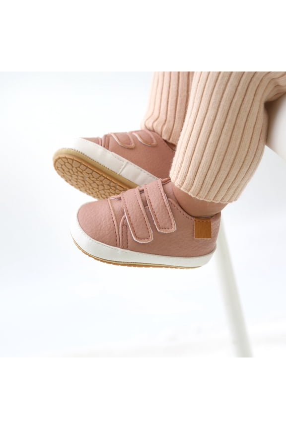 Baby Toddler Spring Summer Sport Shoes Hook And Loop Flat Bottom Cozy Heart Embroidery Pattern Solid Color Sneakers Non- Fashion Tennis Running Casual Sneaker,Pink,0-6 Months
