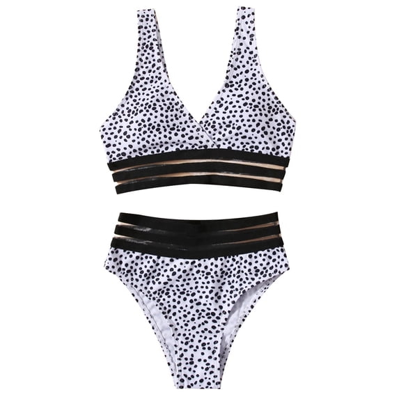 Huowey Baby Toddler Swimsuit Fashionable Leopard Print Lace Trim Deep V-Nevk Tops High Waist Bikini Set Casual Two Piece Summer Stylish Bathing Suit Breathable Cozy Beachwear,Gray,7-8 Years