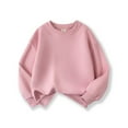 thumbnail image 1 of Huowey Big Boys Girls Crewneck Sweatshirt Relaxed Fit Loose Casual Pullovers Long Sleeve Solid Color Tops Basic Thick Warm Cozy Breathable Daily Wear,Pink,10-11 Years, 1 of 3