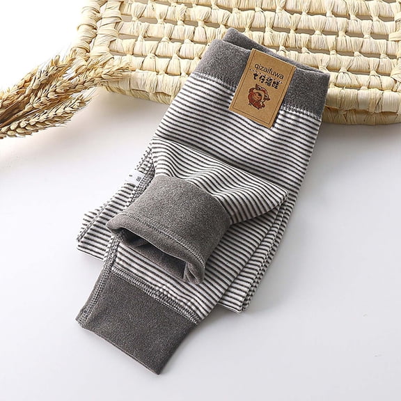 Huowey Big Boys Girls Pants Casual Fuzzy Wool Thicked Striped Trousers For Toddler Winter Warm Leggings Cozy Soft Bottom Pants,Grey,12-18 Months