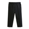 thumbnail image 1 of Huowey Big Boys Pants Solid Color Suit Pants Wide Leg Striped School Uniform Trousers Big Boys Casual Flat Front Dress Pants With Pocket Streetwear,Black,2-3 Years, 1 of 2