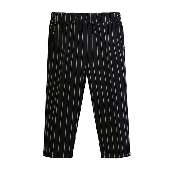 Huowey Big Boys Pants Solid Color Suit Pants Wide Leg Striped School Uniform Trousers Big Boys Casual Flat Front Dress Pants With Pocket Streetwear,Black,2-3 Years