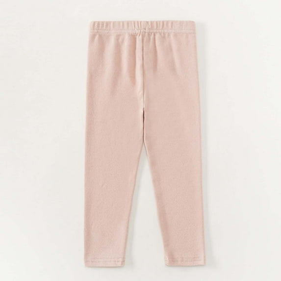 Huowey Big Girls Boys Uniform Pants Autumn Winter Warm Solid Color Elastic Waist Pull On Trousers Flat Front Dress Pants Comfortable Stretch Dailywear,Pink,4-5 Years