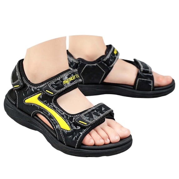 Huowey Boy Kids Sandals Open-Toe Hook And Loop Strap Casual Outdoor Summer Shoes For Daily Wear And Play Sport Shoes, Yellow