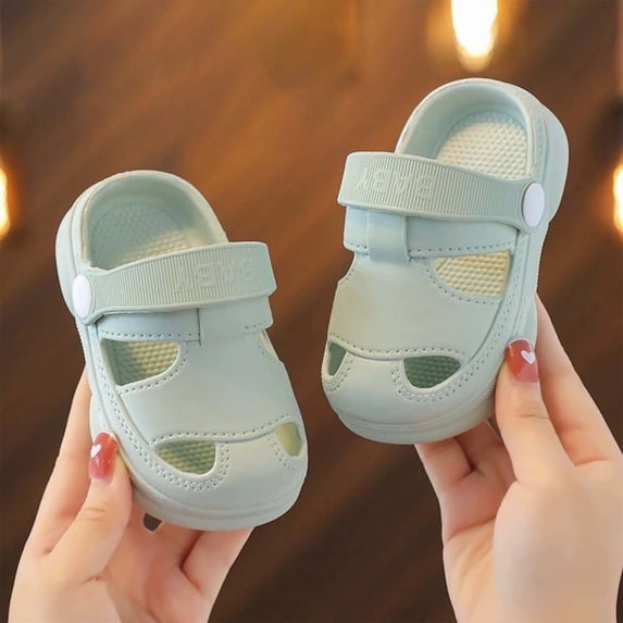 Huowey Boys Baby Kids Clogs Slippers Solid Color Hollow Out Waterproof Soft Comfortable Closed Toe Shoes Non- Bottom Breathable Indoor Outdoor Casual Sandals Dailywear,Light Green,12-15 Months
