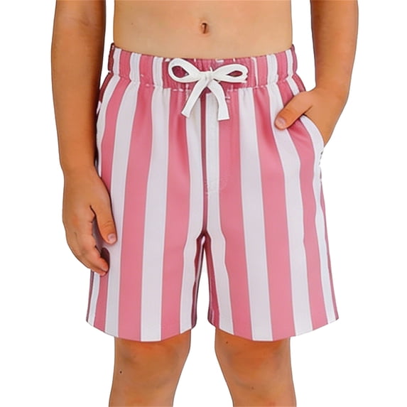 Huowey Boys Baby Toddler Summer Shorts Classic Striped Elastic Waist Casual Straight Leg Lightweight Bottoms Breathable Beach Holiday Stylish Comfortable Outdoor Playwear,Pink,11-12 Years