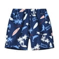 thumbnail image 1 of Huowey Boys Board Trunks Casual Summer Elastic Waist Cute Dinosaur Graphic Floral Printing Shorts Holiday Beach Quick Dry Bathing Suit With Boxer Brief Swimwear,Dark Blue,6-7 Years, 1 of 5