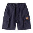 thumbnail image 1 of Huowey Boys Cargo Shorts Solid Color Elastic Waist Cartoon Animal Embroidery Multi Pockets Wide Leg Summer Shorts Casual Lightweight Breathable Baggy Fashionable Trunks Dailywear,Navy,1-2 Years, 1 of 4