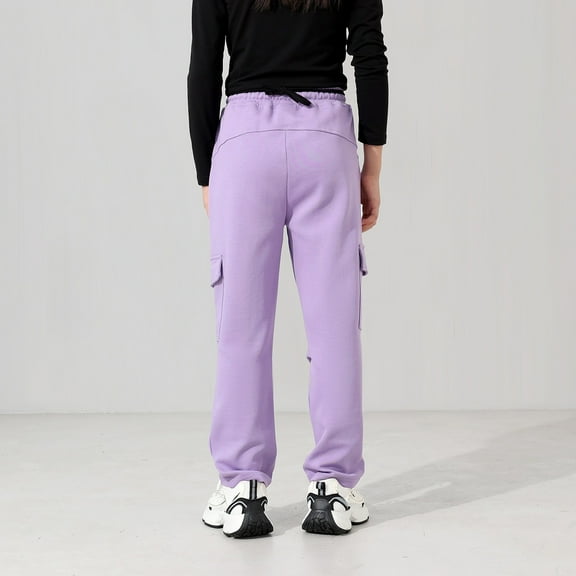 Huowey Boys Casual Sweatpants Comfortable Lightweight Loose Fit Wide Leg Sports Trousers Solid Color Long Pants Soft Breathable Track Joggers Dailywear,Purple,10-13 Years